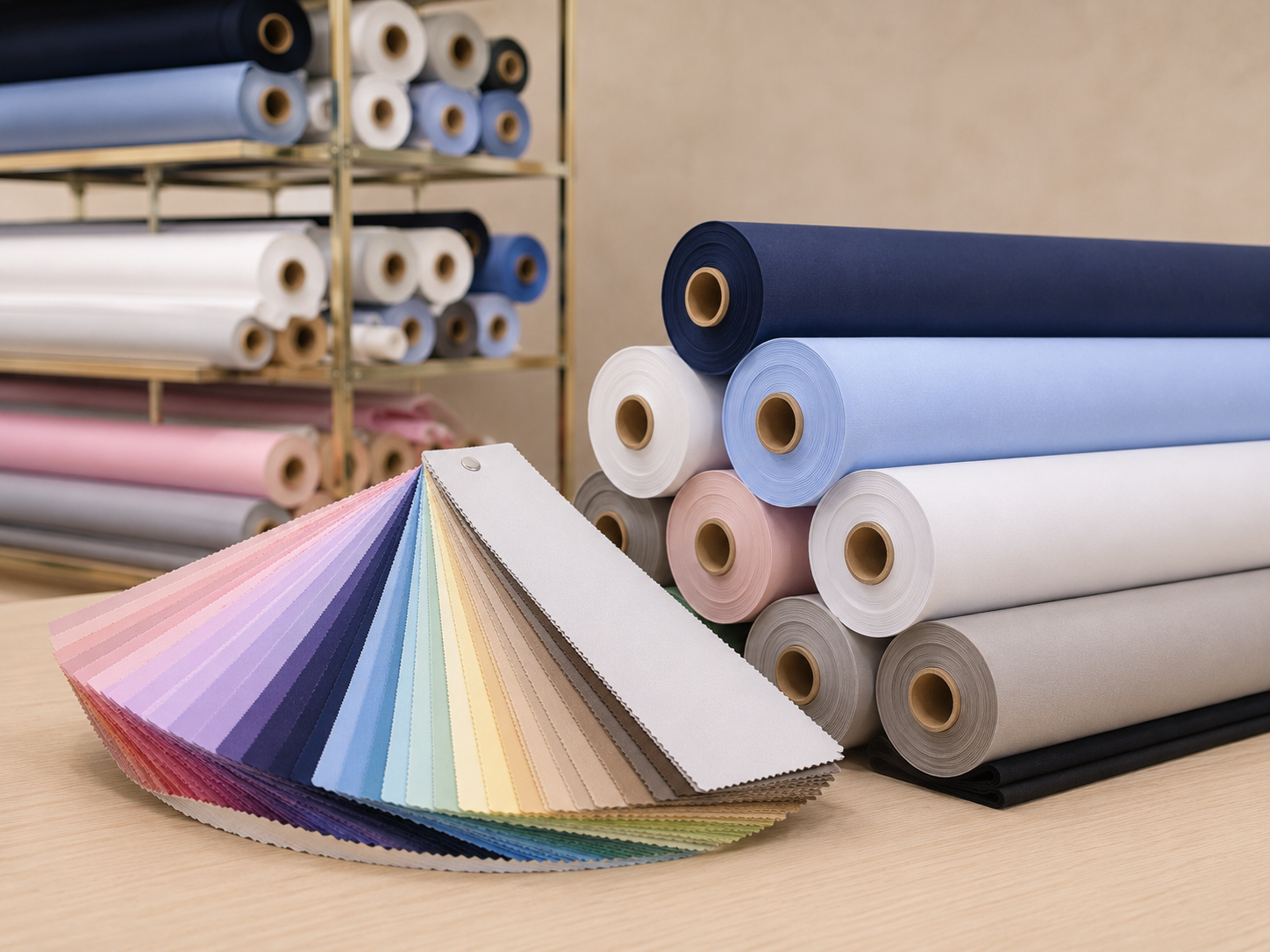 Carta de colores y rollos de popelina